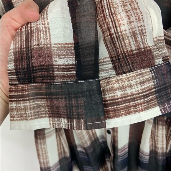 Jack BB Dakota Revolve Brown Cahill Plaid Dress Size Small Long Sleeves Mini NEW - Picture 6 of 16